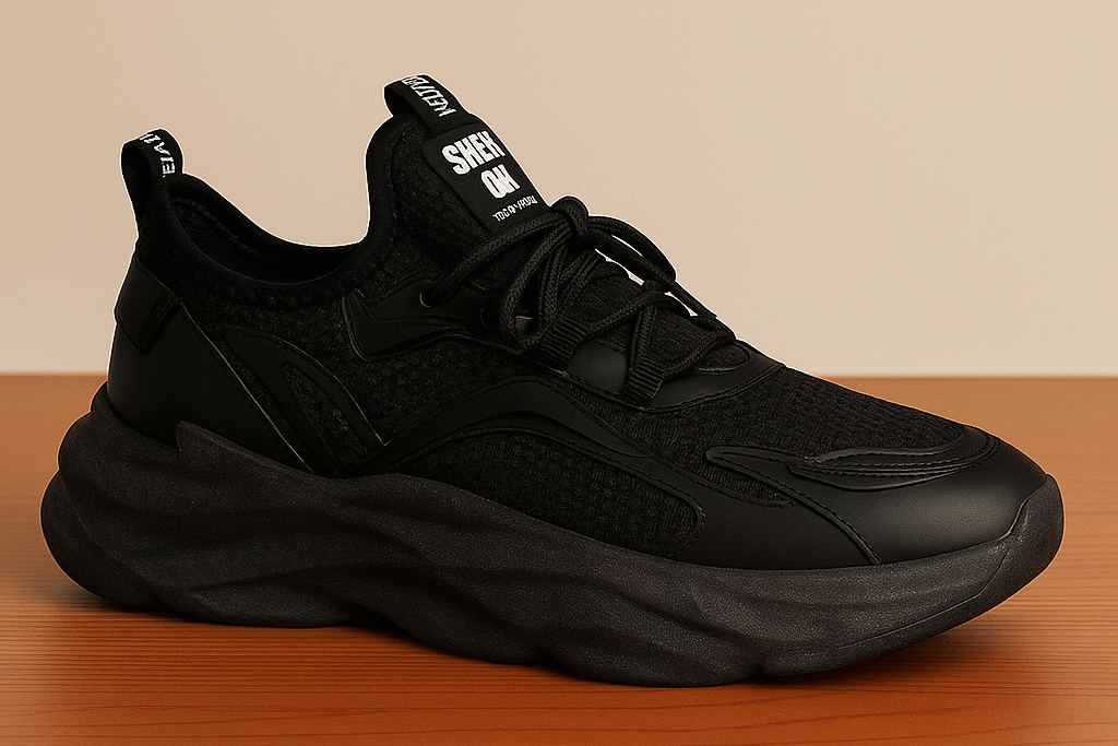 Black Chunky Sole Wave Sneakers