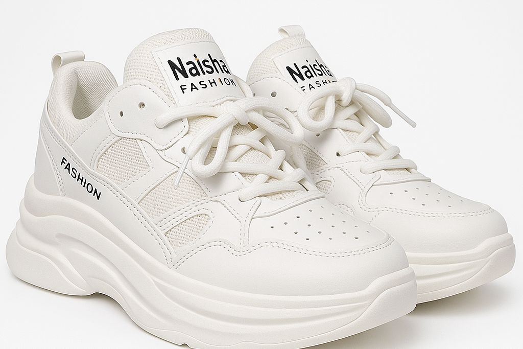 Naisha Fashion Chunky White Sneakers