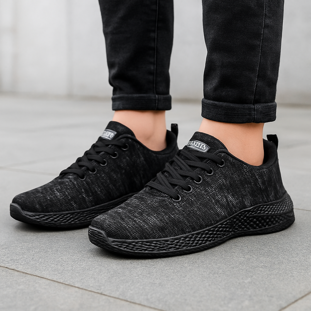 Unisex Lightweight Knit Sneakers – Black Comfort Flex Series