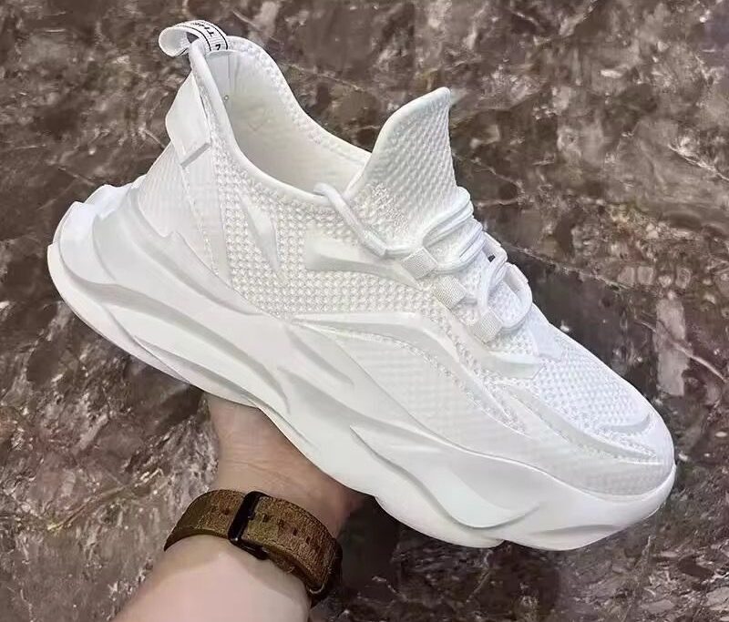 White WaveChunk Mesh Sneakers
