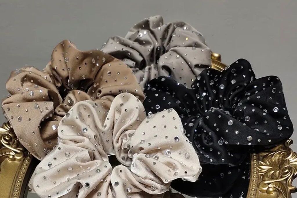 Hair scrunchies with rhinestones
