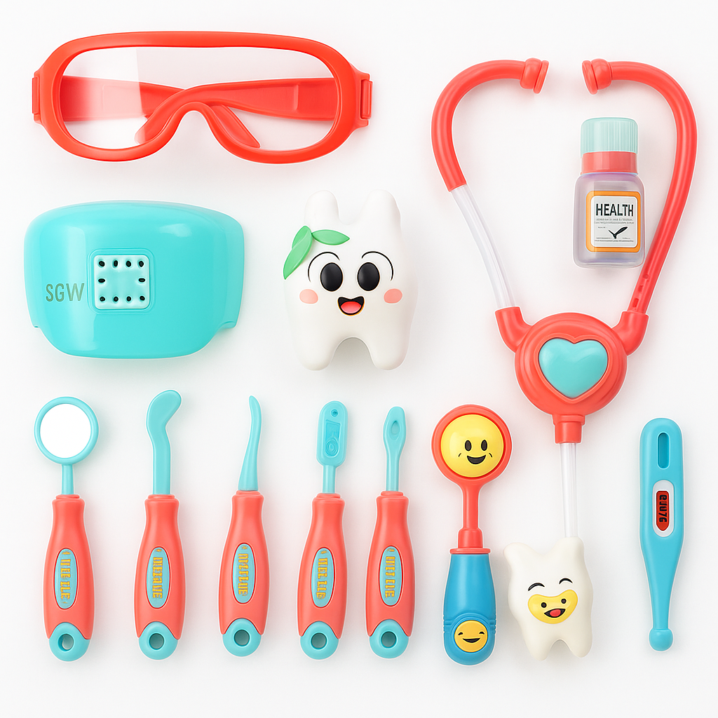 Little Doctor Dentist Toy Set for Kids – 12-Piece Dental Care Pretend Play Kit with Stethoscope, Tools & Glasses