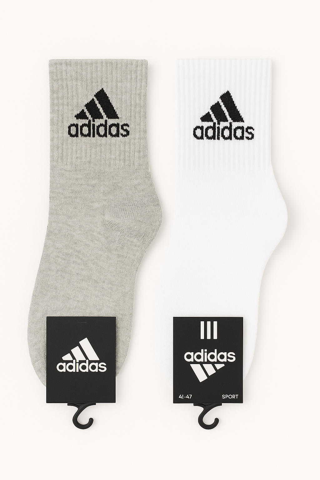 Adidas Premium Sport Socks (White & Grey) Breathable, Durable, and Stylish for Everyday Comfort - Image 2