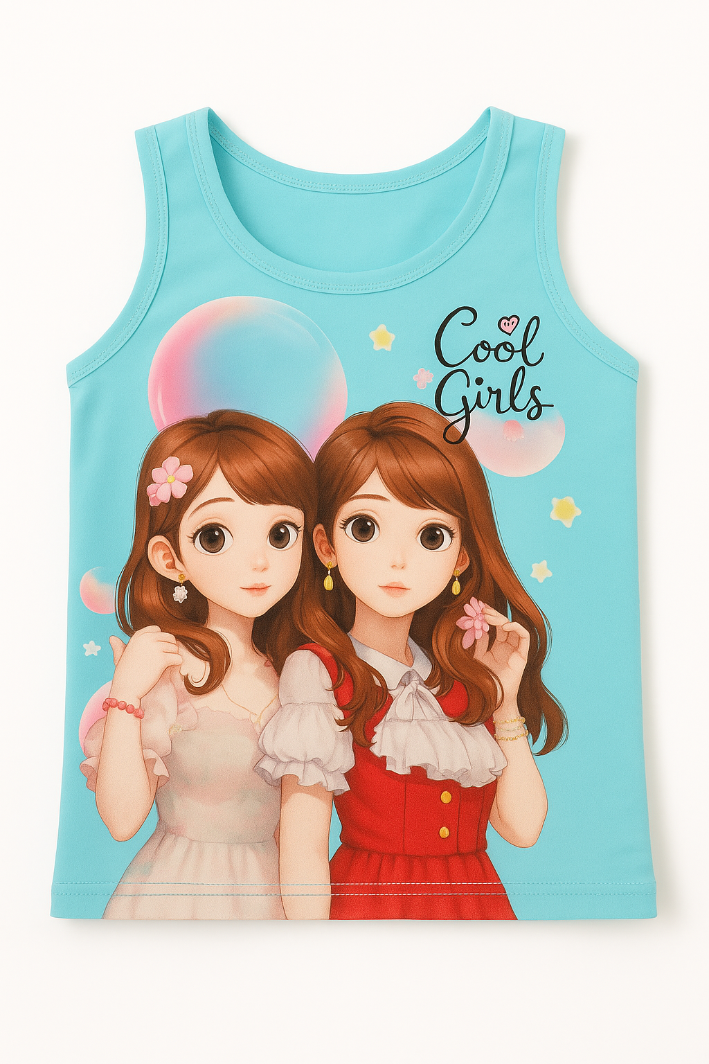 Kids Cool Girls Character Singlet & Shorts Set – Breathable 100% Cotton Summer Wear (Boys & Girls) - Image 3