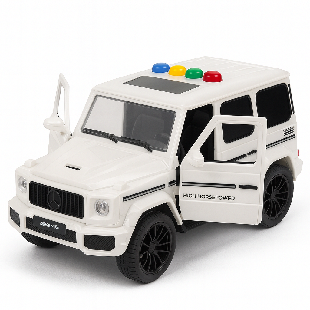 Kids Off-Road G-Class Toy Car with Lights & Sounds – Freewheel Model Jeep, Openable Doors, Durable Design (Ages 2+)