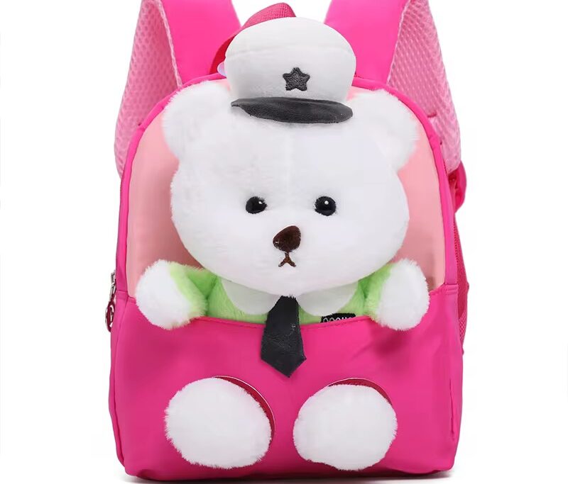 Pink Backpack with Various Plush Designs – School & Travel Bag for Toddlers