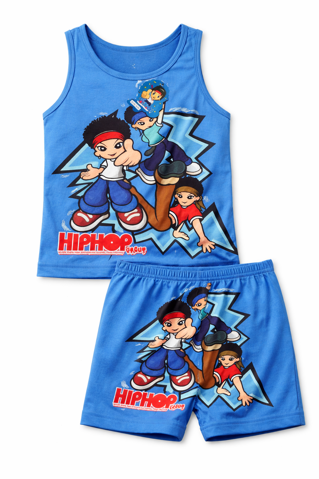 Children's Hip-Hop Design Singlet & Shorts Set – Breathable 100% Cotton Summer Wear (Boys & Girls) - Image 4
