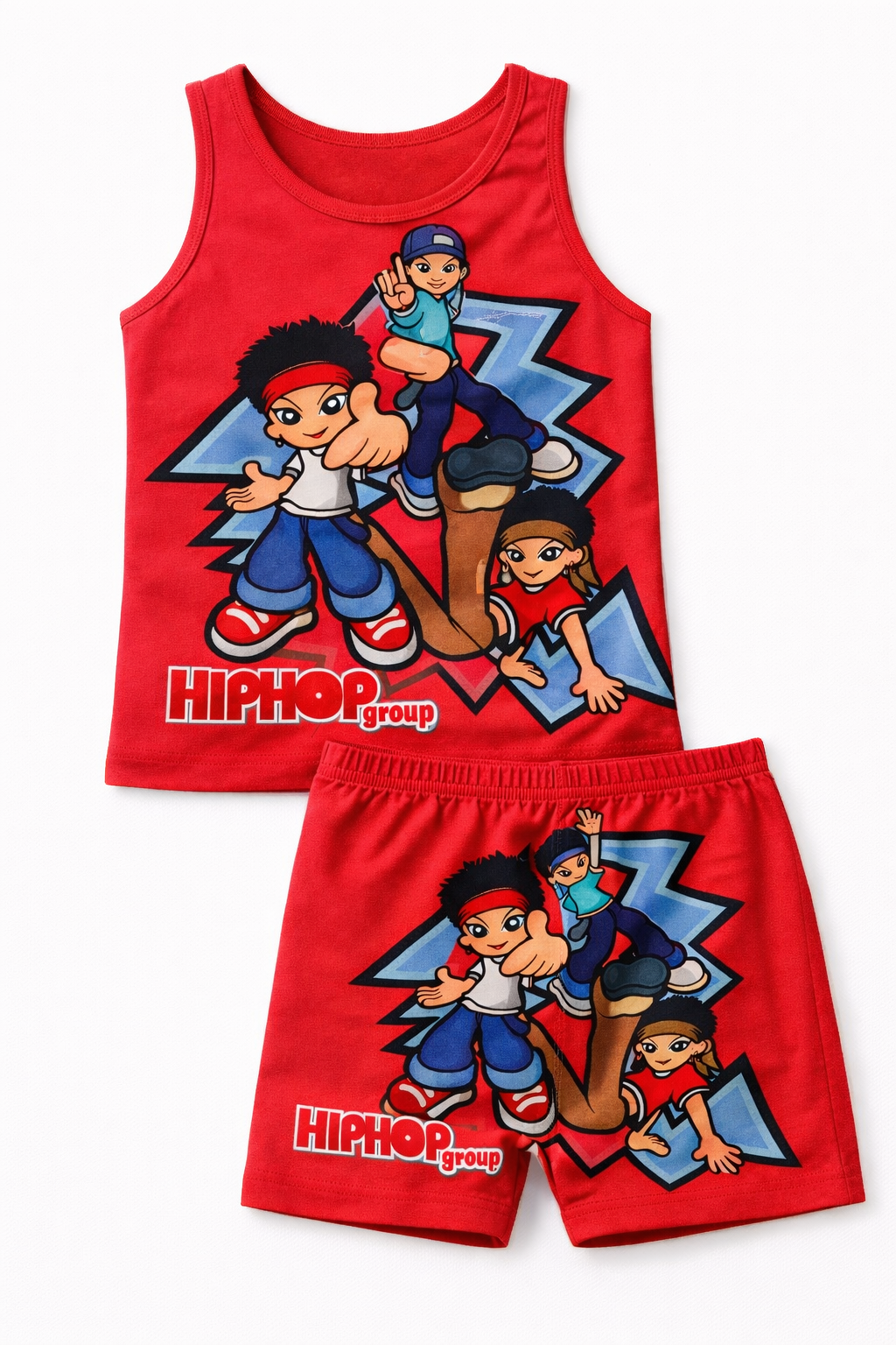 Children's Hip-Hop Design Singlet & Shorts Set – Breathable 100% Cotton Summer Wear (Boys & Girls) - Image 3