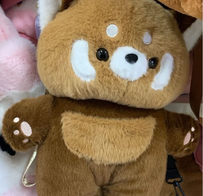 Cute Brown Red Panda Plush Backpack – Kawaii Animal Mini Bag for Kids, Teens & Adults