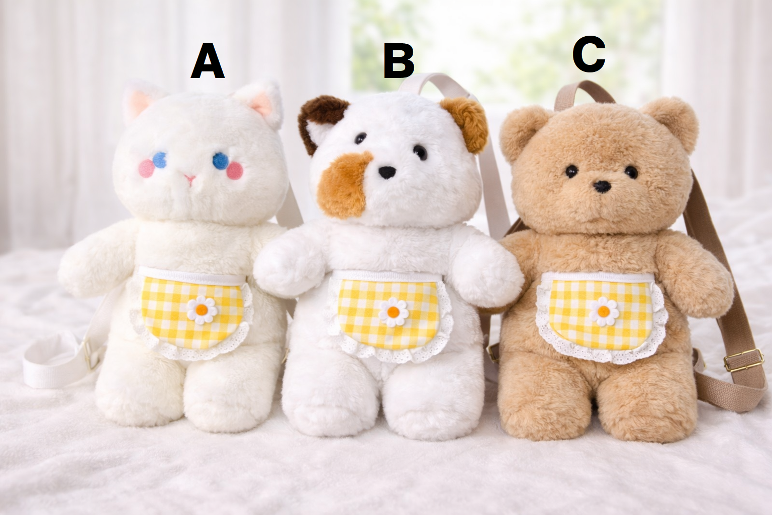 Cute Plush Animal Backpack with Mini Pouch – Soft Kawaii Teddy & Bunny Bag (3 Type Available) - Image 2