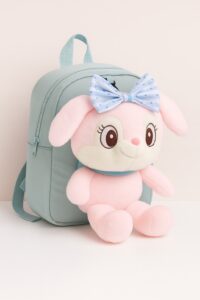 Adorable Plush Bunny Backpack teal - Copy