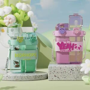 Dual Compartment Cartoon Water Bottle with Straw3 - Copy